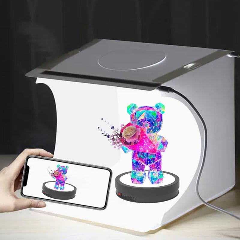 JAYEGT Variety Colors LED Light Non-Slip Rotating Display Stand , 66lbs Load, 360 Degree Photography Turntable forProducts Shows, Glass Crystal Artwork, Jewelry，Remote Control (12.6inch / 6Color LED Light / Black / Wired) - Image 3